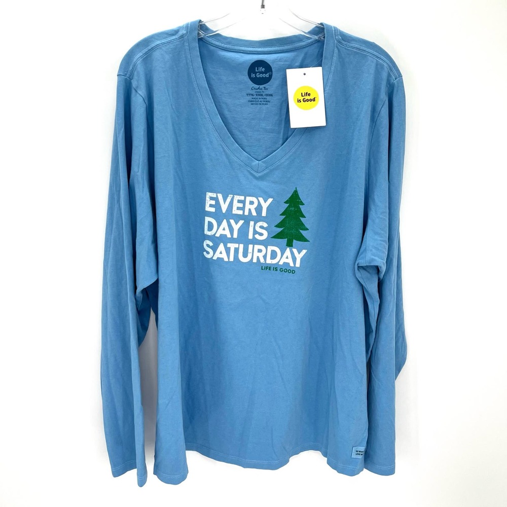 Life Is Good Crusher tee classic fit blue long sleeve men’s T shirt top